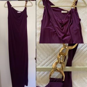 Calvin Klein deep purple evening gown